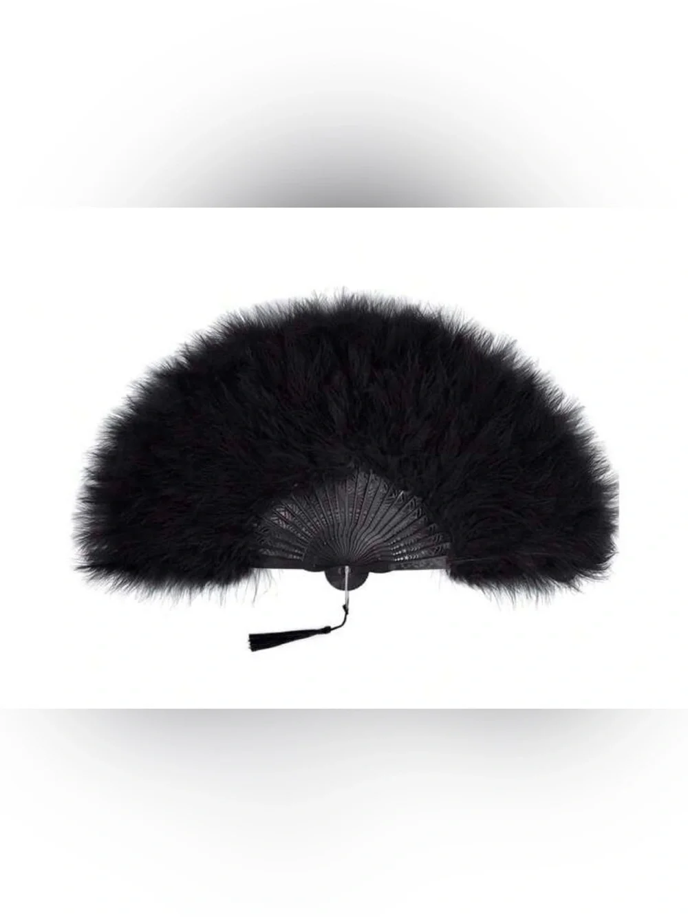 Black Feather Hand Fan - Elegant Accessory
